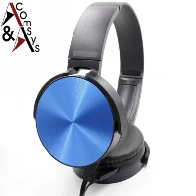 Stereo 3.5mm Headset mit Mikrofon Klinke Gaming Kopfhörer PC Laptop Blau - Bild 1 von 4