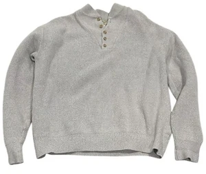 Vintage 90s LL Bean Sweater Mens Size XL Long Gray Chunky Knit Made In USA - Picture 1 of 6