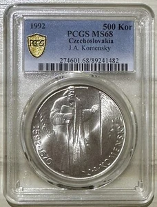 Czechoslovakia Republic 1992 Silver 500 Korun 400th J. A. Komensky PCGS MS 68 - Picture 1 of 2