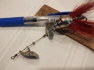 Vtg Charles Schlipp Chrome Metal W/ Red Fibers "Crawler 1" Fishing Lure - Picture 1 of 5