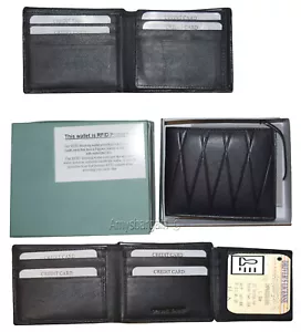 lote de 2 carteras hombre rfid cuero genuino doble pliegue cartera 12 tarjetas nuevo en caja - Imagen 1 de 12