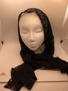Bufanda de algodón negra vintage con cuello/bufanda - Imagen 1 de 6