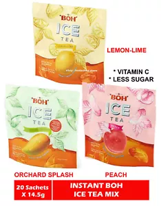 Tea BOH ICE Lemon Lime Peach Orchard Splash Flavor Vitamin C 20 Sachets x 14.5g - Picture 1 of 15
