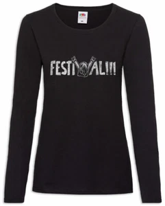 Festival Damen Langarm T-Shirt Band Death Heavy Metal Hard Rock Gitarre Techno - Picture 1 of 1