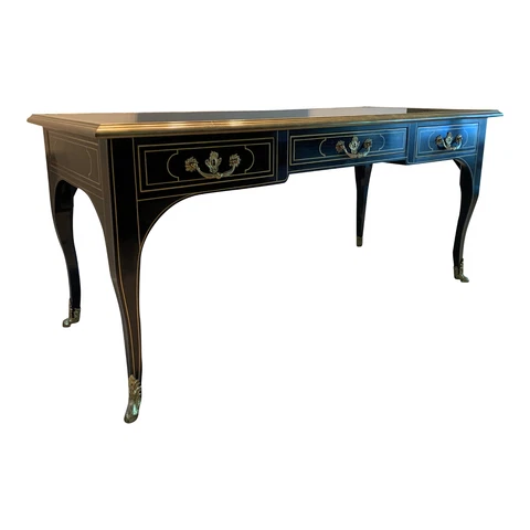 Vintage 1980s Baker Furniture Collectors Edition Louis XV Leather Writing Desk Cover