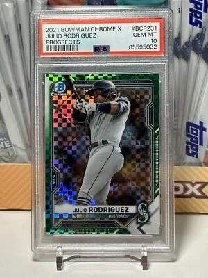2021 Bowman Chrome X - #BCP-231 Green - PSA 10 Julio Rodriguez #09/31 Pop. 5 SEA - Image 1 of 2