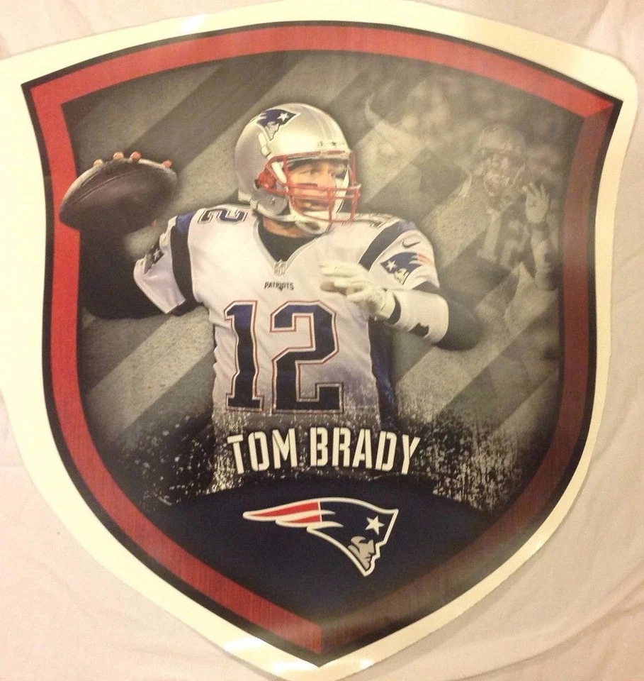 Calcomanía de pared 20" x 19" TOM BRADY #12 escudo mural FATHEAD New England Patriots Foto 1 de 1