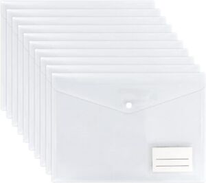 Clear A4 Plastic wallets Stud Document Wallet Files Folders Filing School Office