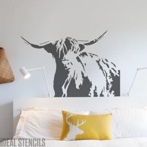 Plantilla de vaca Highland reutilizable para el hogar pared arte decoración pintura artesanal muebles telas - Imagen 1 de 10
