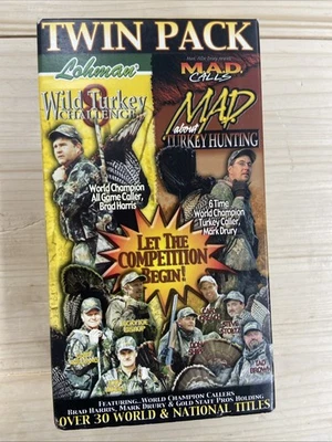 Twin Pack VHS Lohman Wild Turkey Challenge & Mad Calls Mad About Turkey Hunting - Image 1 of 4