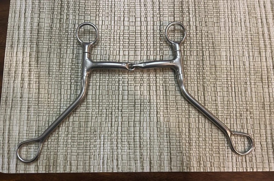 Broca de caballo occidental de caña larga de 9” Snaffle de acero inoxidable Trammell ~ boca de 5” Foto 1 de 4