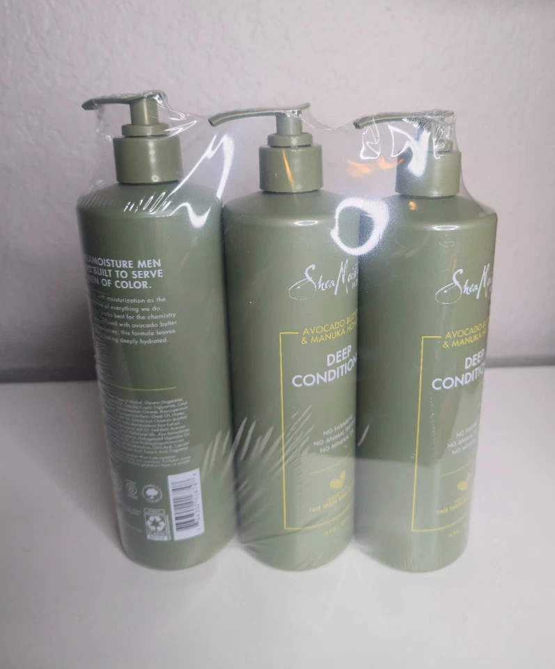 3pk Shea Moisture Avocado Butter Manuka Honey Men's Conditioner 15oz Broken Cap