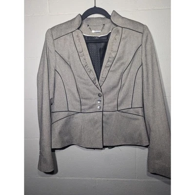 White House Black Market Womens Taupe Lapel Blazer Size 12 business career - Image 1 of 4