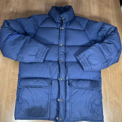 EASTERN MOUNTAIN SPORTS EMS Men Medium Down Puffer Vintage Jacket Zip Blue READ - Image 1 of 4