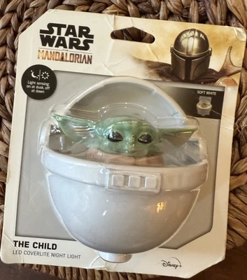 Star Wars Mandalorian The Child Baby Yoda Plug In LED Night Light Auto On Off - Image 1 of 4