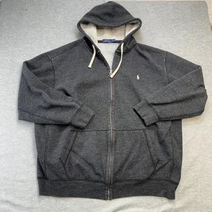 Polo Ralph Lauren Hoodie Mens 3XLT Gray Full Zip Sweatshirt Waffle Fleece Jacket - Picture 1 of 9
