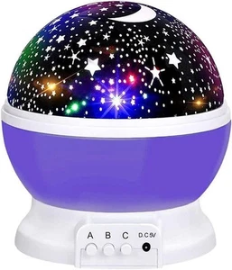 DS Living Proiettore Luna e Stelle Luce Notturna per Bambini Viola - Foto 1 di 4
