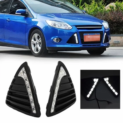 Pair Daytime Running Light LED White DRL For Ford Focus 2011-2014 Left + Right ✅ - Image 1 of 4