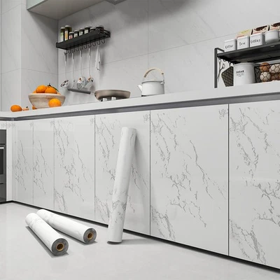 White Marble Contact Paper 23.6" *197" Self Adhesive Peel and Stick Wallpaper - Image 1 of 4