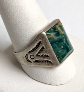 Vtg 1940s Bell Trading Post Sterling Silver Turquoise Ring Harvey Era Sz 11.5 - Picture 1 of 8