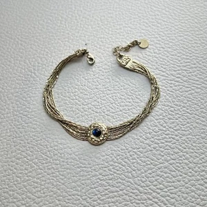 Room Service Paris Bracelet Vermeil and Blue Cabochon Adjustable Bracelet - Picture 1 of 5