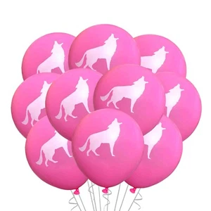 12ct Wolf Balloons Pink, Wolves Howling Girls Birthday Party Supply Decorations - Picture 1 of 1