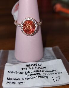 RBP2947 "The Big Picture" Watermelon Tourmaline Rose Gold Plating Size 10