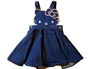 Hello Kitty Girl’s Sanrio Denim Jumper Dress Size 5 Adorable - Picture 1 of 10