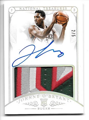 2014-15 National Treasures JOHNNY O'BRYANT PLATINUM RPA PATCH AUTO RC SP #2/5!! - Image 1 of 2