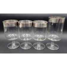 Set of 4-Vintage MCM Dorothy Thorpe Allegro Wide Band Wine Water Goblet Glasses