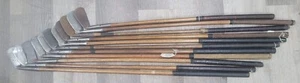 11 antike Vintage Flansch gewichtete Sohle Hickory Holz Schaft Golfschläger C0 SW weniger - Bild 1 von 18
