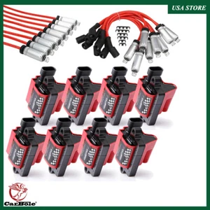 8Pcs Ignition Coil Pack + 8Pcs 8mm Spark Plug Wires For Cadillac Escalade Chevy - Picture 1 of 13