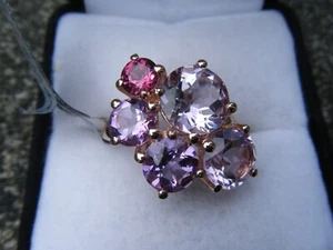 The Bohemian Rose - Amethyst and Rajasthan Garnet Rose Midas Silver Ring - Picture 1 of 6