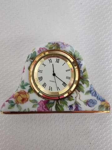 Vintage Ganz Desk Clock Mini Clock Floral Design See Photos Cover