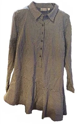 JOAN RIVERS Plus Sz 18W Pullover Blouse Top Black White Gingham Lagenlook Boho Foto 1 de 3