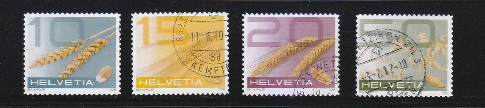 SWITZERLAND SWISS HELVETIA 2008 WHEAT CEREALS COMP. SET OF 4 STAMPS IN FINE USED - Image 1 of 1