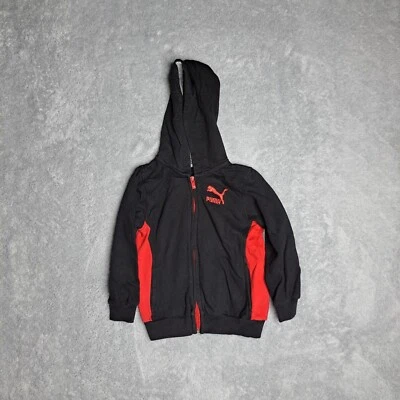 Sudadera con capucha con cremallera negra y roja Puma Kids 4T Foto 1 de 4