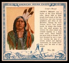1954 T129 Red Man American Indian Chiefs #26 Crow's Breast EX/MT