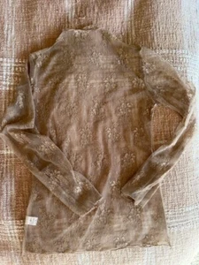 Free People Womens Lady Lux Intimately XS Tee Lace Stretch Layering Mocha NWOT - Picture 1 of 5