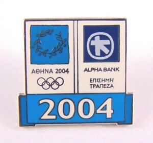 Athens Olympic Games 2004 Pin Badge - Emblem Alpha Bank Sponsored Enamel Badge