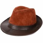 New Men/Women Genuine Leather Top Hat Bucket Hat Sheepskin Leather Big brim hat