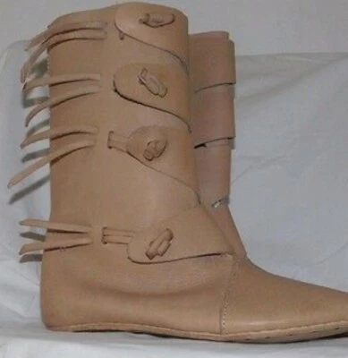 Four Toggled leather Viking Boots Shoes larp  Reenactment Uk Based In Stock - Image 1 of 4