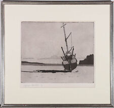 Stephen Lambert - Framed 20th Century Etching, Beached Boat