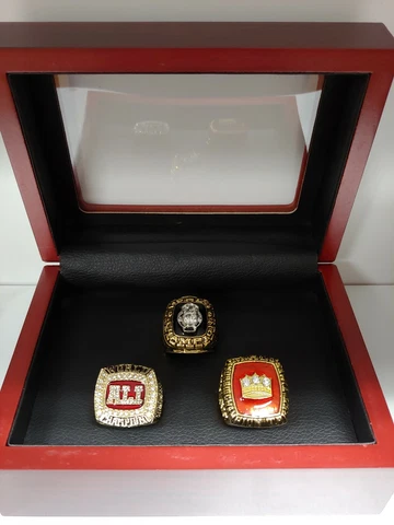Muhammad Ali - Boxing World Championship 3 Ring Set With Wooden Display Box Cover