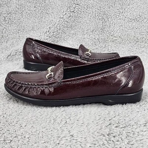 SAS Womens Bit Loafers 8.5 N Narrow Burgundy Patent Leather Comfort Office Shoes - Picture 1 of 10