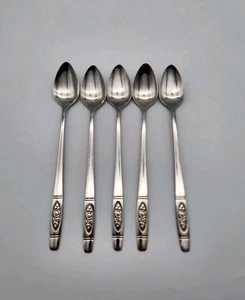 Oneida ROSE PENDANT Stainless Distinction Deluxe Flatware Lot 5 Iced Teaspoons  - Picture 1 of 4
