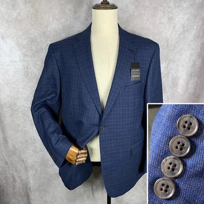 Jos A Bank Traveler Blazer Jacket Men 48R Blue Wool Performance Stretch Suit NEW - Image 1 of 4