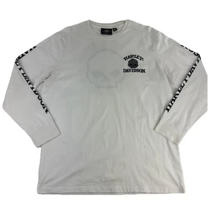 Harley-Davidson Shirt Mens XL White Long Sleeve Skull Graphic Cotton *BLEMISHED* - Picture 1 of 14