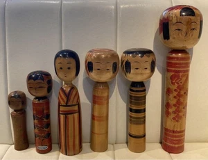 Extra großes Kokeshi Künstler 6er Set Yajiro Kokeshi Paar Kokeshi Japan gebraucht kostenloser Versand - Bild 1 von 9
