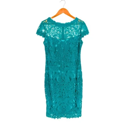 Vestido de Encaje Diseñador Tadashi Shoji Talla 8 Verde Fiesta Año Nuevo Boda Foto 1 de 4